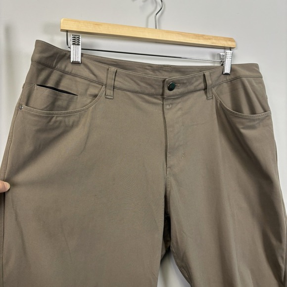 Lululemon ABC Pants Classic Mens 36 Khaki Tan Slim Fit Stretch Casual Travel - Picture 2 of 16